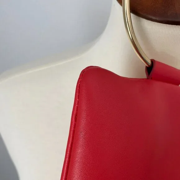 Thacker Nolita ring handle leather clutch orange cocktail tassel wristlet - Picture 7 of 8